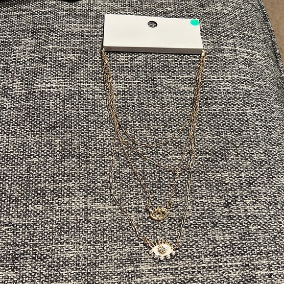 NWT Forever 21 Evil Eye Charm Layered Necklace - Picture 2 of 8